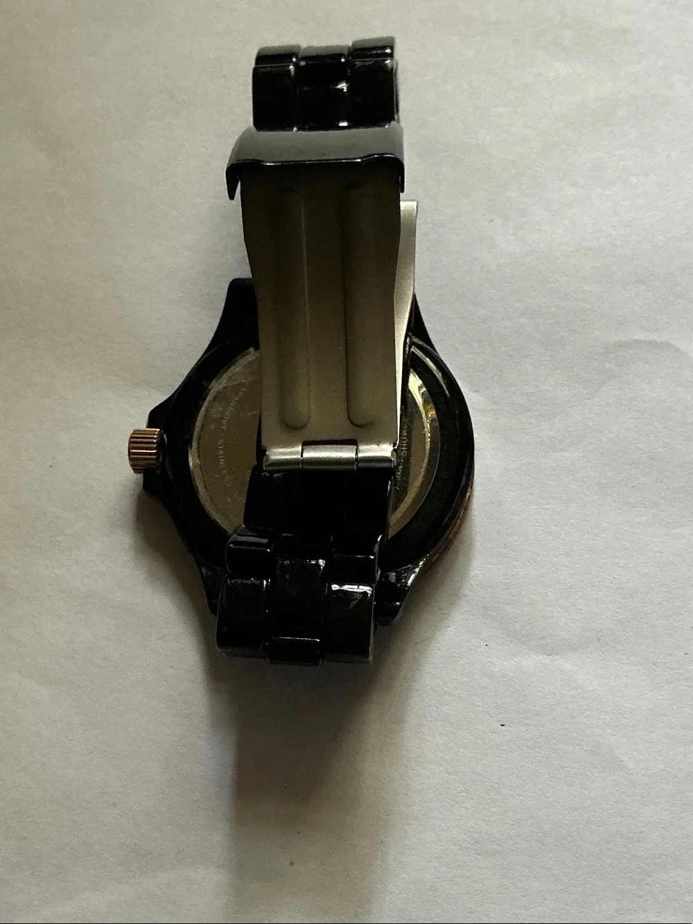 Disney Men’s Black and Rose Gold Mickey Mouse Watch